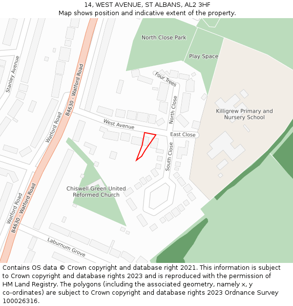 14, WEST AVENUE, ST ALBANS, AL2 3HF: Location map and indicative extent of plot