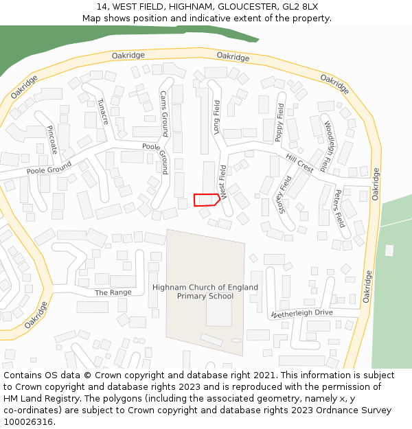 14, WEST FIELD, HIGHNAM, GLOUCESTER, GL2 8LX: Location map and indicative extent of plot