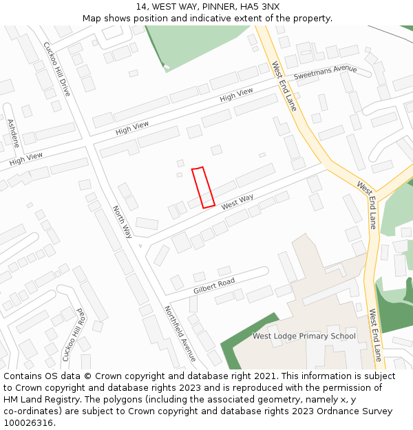 14, WEST WAY, PINNER, HA5 3NX: Location map and indicative extent of plot