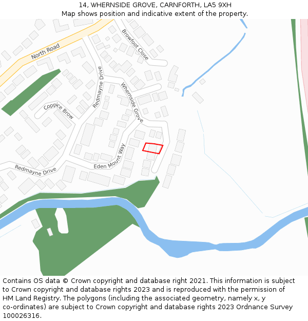 14, WHERNSIDE GROVE, CARNFORTH, LA5 9XH: Location map and indicative extent of plot