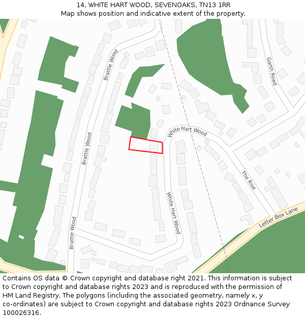 14, WHITE HART WOOD, SEVENOAKS, TN13 1RR: Location map and indicative extent of plot