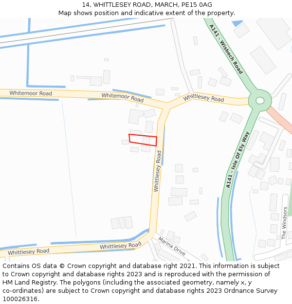 14, WHITTLESEY ROAD, MARCH, PE15 0AG: Location map and indicative extent of plot