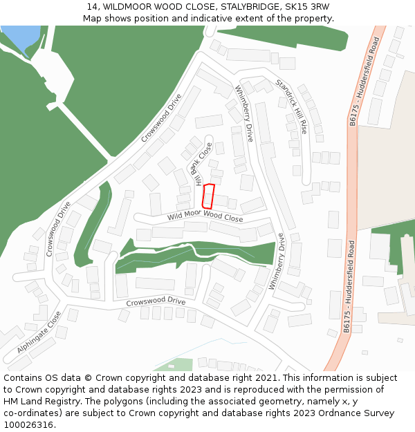 14, WILDMOOR WOOD CLOSE, STALYBRIDGE, SK15 3RW: Location map and indicative extent of plot