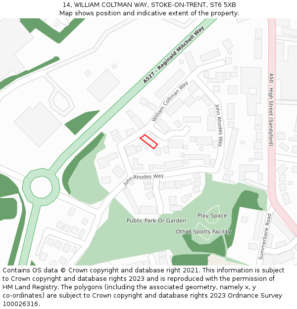 14, WILLIAM COLTMAN WAY, STOKE-ON-TRENT, ST6 5XB: Location map and indicative extent of plot