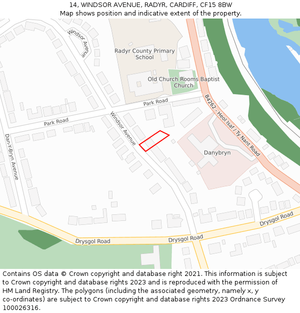 14, WINDSOR AVENUE, RADYR, CARDIFF, CF15 8BW: Location map and indicative extent of plot