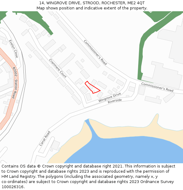 14, WINGROVE DRIVE, STROOD, ROCHESTER, ME2 4QT: Location map and indicative extent of plot