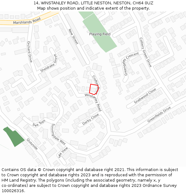 14, WINSTANLEY ROAD, LITTLE NESTON, NESTON, CH64 0UZ: Location map and indicative extent of plot