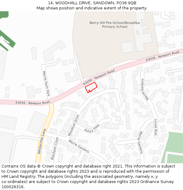 14, WOODHALL DRIVE, SANDOWN, PO36 9QB: Location map and indicative extent of plot