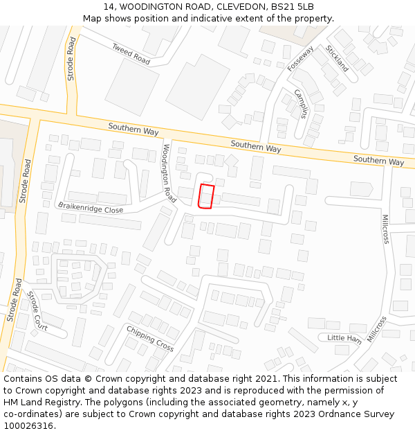 14, WOODINGTON ROAD, CLEVEDON, BS21 5LB: Location map and indicative extent of plot