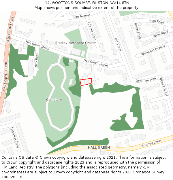 14, WOOTTONS SQUARE, BILSTON, WV14 8TN: Location map and indicative extent of plot