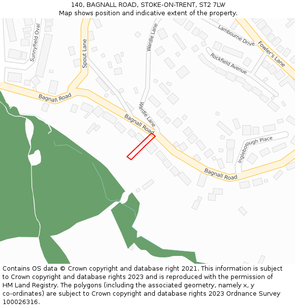 140, BAGNALL ROAD, STOKE-ON-TRENT, ST2 7LW: Location map and indicative extent of plot