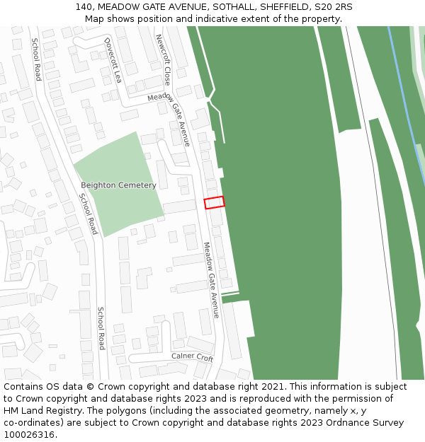 140, MEADOW GATE AVENUE, SOTHALL, SHEFFIELD, S20 2RS: Location map and indicative extent of plot