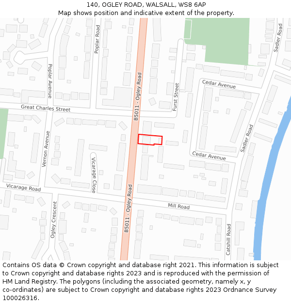 140, OGLEY ROAD, WALSALL, WS8 6AP: Location map and indicative extent of plot