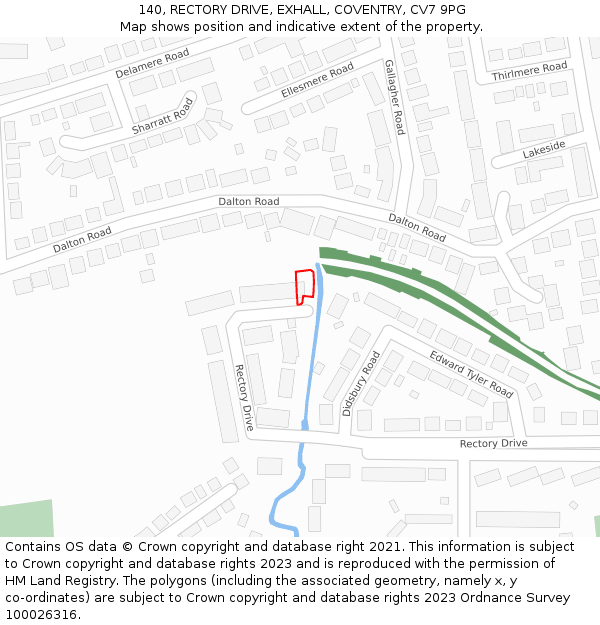 140, RECTORY DRIVE, EXHALL, COVENTRY, CV7 9PG: Location map and indicative extent of plot