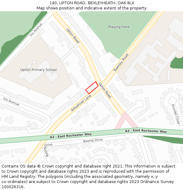 140, UPTON ROAD, BEXLEYHEATH, DA6 8LX: Location map and indicative extent of plot