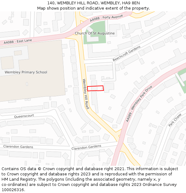 140, WEMBLEY HILL ROAD, WEMBLEY, HA9 8EN: Location map and indicative extent of plot