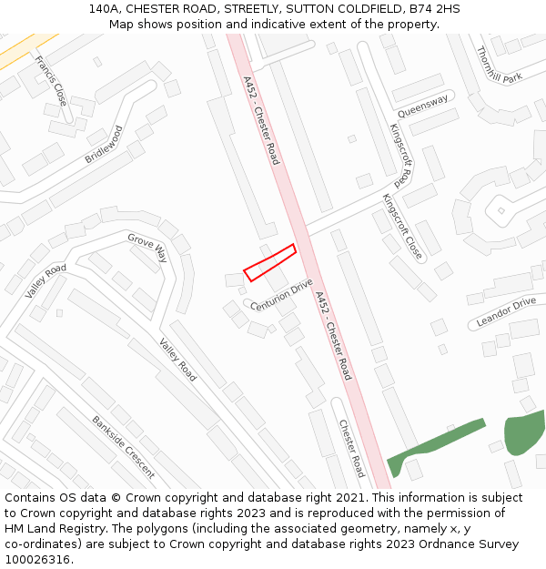 140A, CHESTER ROAD, STREETLY, SUTTON COLDFIELD, B74 2HS: Location map and indicative extent of plot