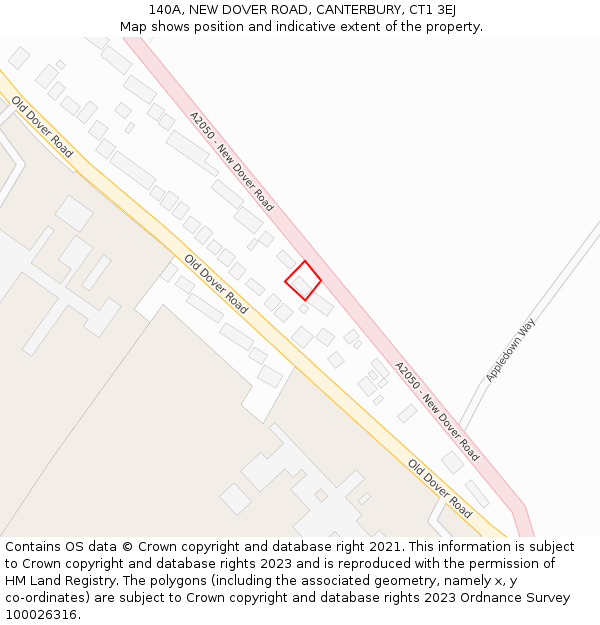 140A, NEW DOVER ROAD, CANTERBURY, CT1 3EJ: Location map and indicative extent of plot