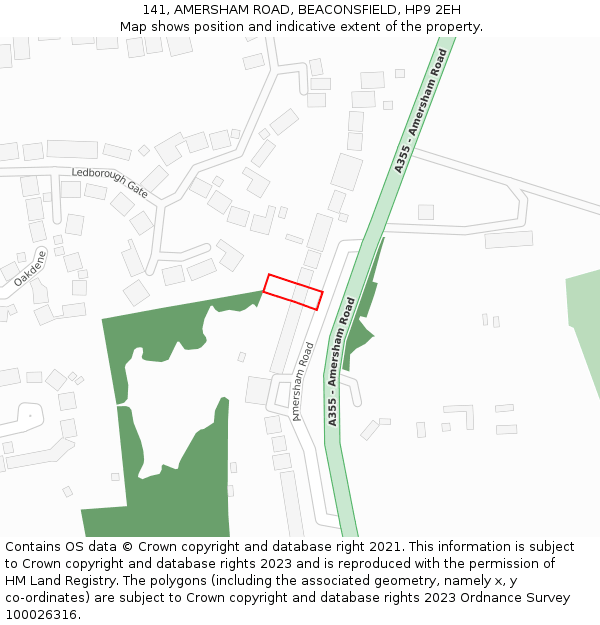 141, AMERSHAM ROAD, BEACONSFIELD, HP9 2EH: Location map and indicative extent of plot