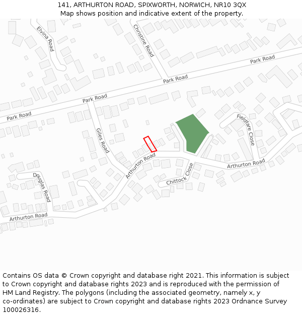 141, ARTHURTON ROAD, SPIXWORTH, NORWICH, NR10 3QX: Location map and indicative extent of plot