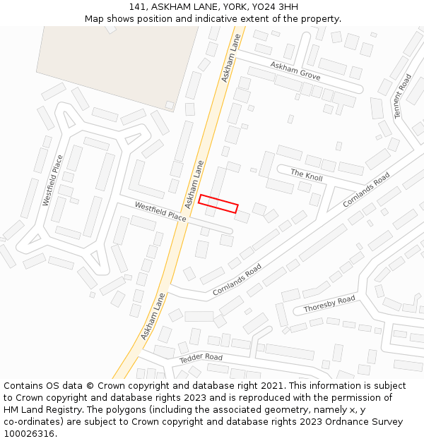 141, ASKHAM LANE, YORK, YO24 3HH: Location map and indicative extent of plot