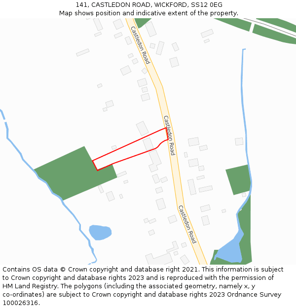 141, CASTLEDON ROAD, WICKFORD, SS12 0EG: Location map and indicative extent of plot