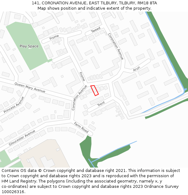 141, CORONATION AVENUE, EAST TILBURY, TILBURY, RM18 8TA: Location map and indicative extent of plot