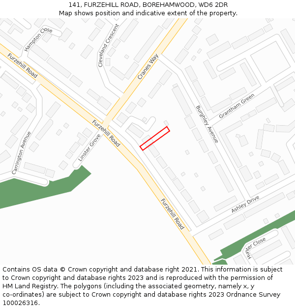 141, FURZEHILL ROAD, BOREHAMWOOD, WD6 2DR: Location map and indicative extent of plot