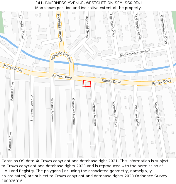 141, INVERNESS AVENUE, WESTCLIFF-ON-SEA, SS0 9DU: Location map and indicative extent of plot
