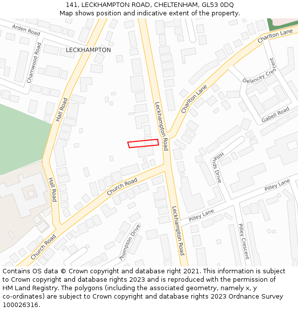 141, LECKHAMPTON ROAD, CHELTENHAM, GL53 0DQ: Location map and indicative extent of plot