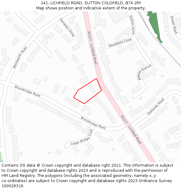 141, LICHFIELD ROAD, SUTTON COLDFIELD, B74 2RY: Location map and indicative extent of plot