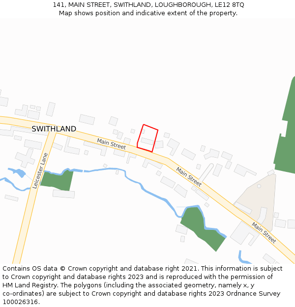 141, MAIN STREET, SWITHLAND, LOUGHBOROUGH, LE12 8TQ: Location map and indicative extent of plot