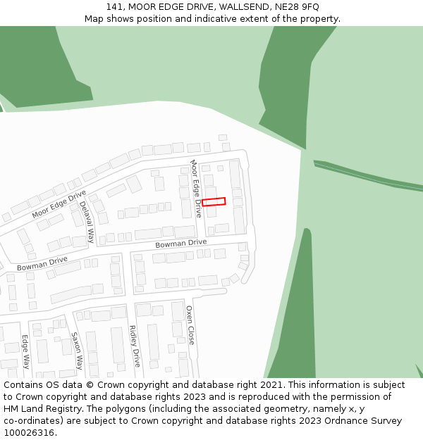 141, MOOR EDGE DRIVE, WALLSEND, NE28 9FQ: Location map and indicative extent of plot