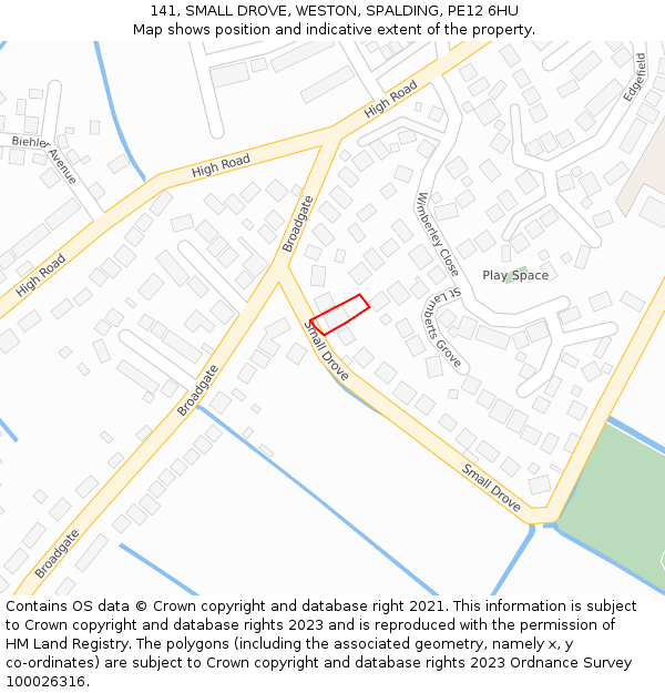 141, SMALL DROVE, WESTON, SPALDING, PE12 6HU: Location map and indicative extent of plot
