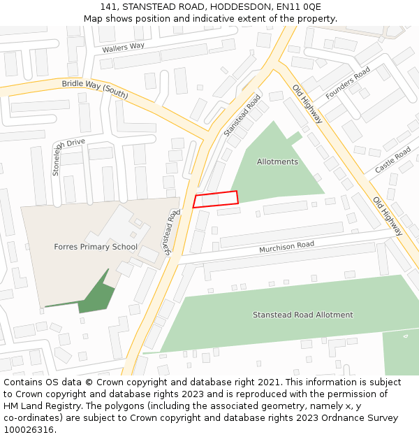 141, STANSTEAD ROAD, HODDESDON, EN11 0QE: Location map and indicative extent of plot