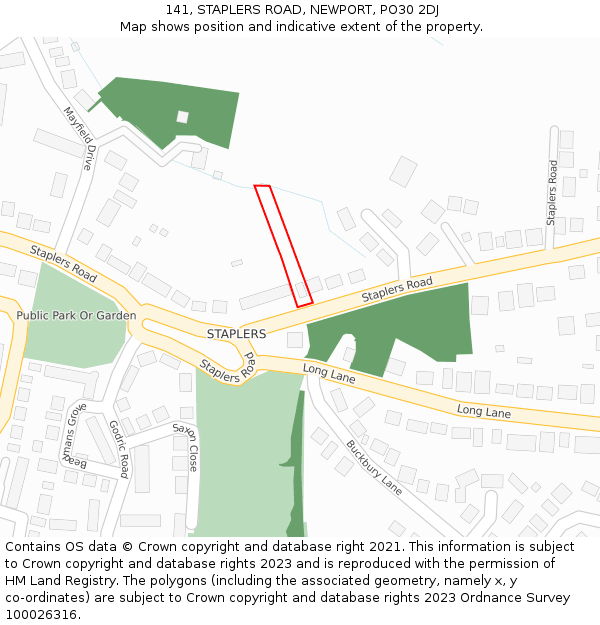 141, STAPLERS ROAD, NEWPORT, PO30 2DJ: Location map and indicative extent of plot