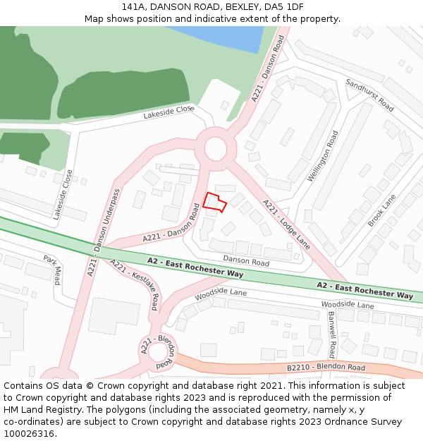 141A, DANSON ROAD, BEXLEY, DA5 1DF: Location map and indicative extent of plot
