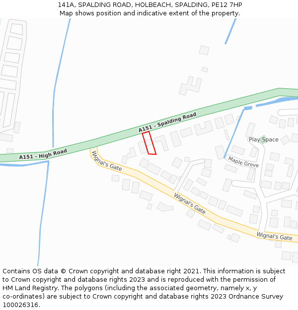 141A, SPALDING ROAD, HOLBEACH, SPALDING, PE12 7HP: Location map and indicative extent of plot