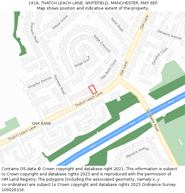 141A, THATCH LEACH LANE, WHITEFIELD, MANCHESTER, M45 6EP: Location map and indicative extent of plot