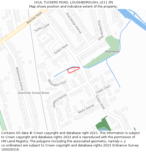 141A, TUCKERS ROAD, LOUGHBOROUGH, LE11 2PJ: Location map and indicative extent of plot