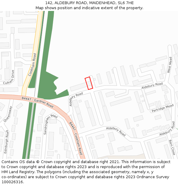 142, ALDEBURY ROAD, MAIDENHEAD, SL6 7HE: Location map and indicative extent of plot