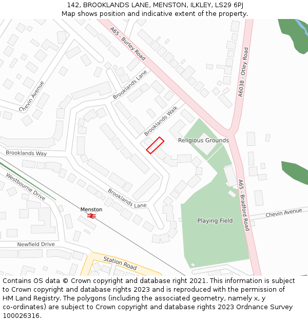 142, BROOKLANDS LANE, MENSTON, ILKLEY, LS29 6PJ: Location map and indicative extent of plot