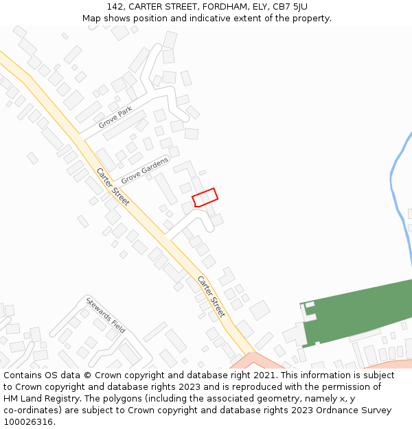 142, CARTER STREET, FORDHAM, ELY, CB7 5JU: Location map and indicative extent of plot