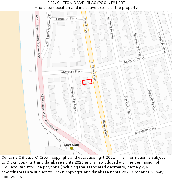 142, CLIFTON DRIVE, BLACKPOOL, FY4 1RT: Location map and indicative extent of plot