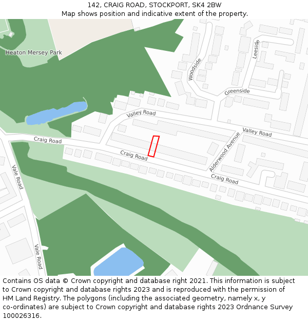 142, CRAIG ROAD, STOCKPORT, SK4 2BW: Location map and indicative extent of plot