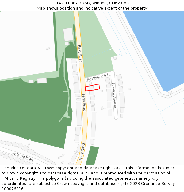 142, FERRY ROAD, WIRRAL, CH62 0AR: Location map and indicative extent of plot