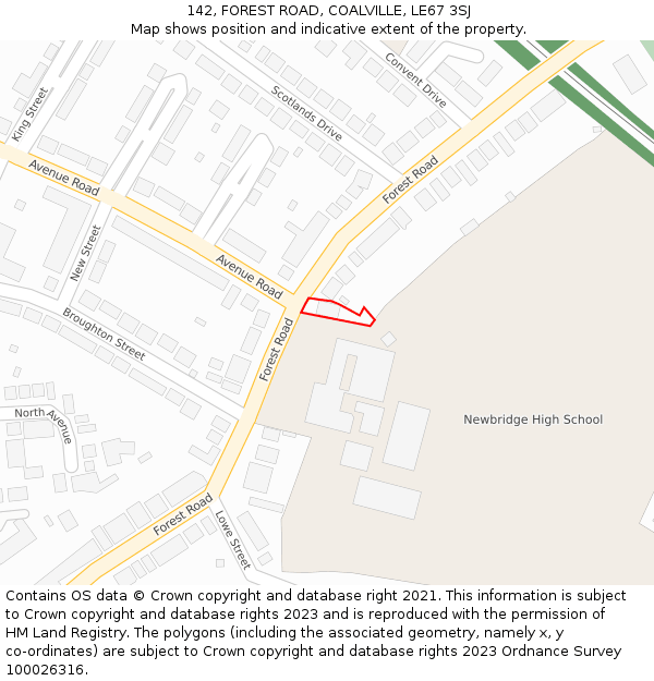 142, FOREST ROAD, COALVILLE, LE67 3SJ: Location map and indicative extent of plot