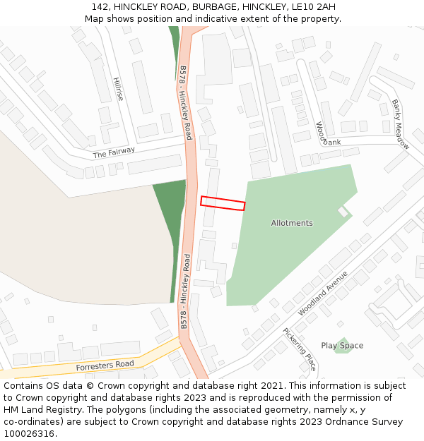 142, HINCKLEY ROAD, BURBAGE, HINCKLEY, LE10 2AH: Location map and indicative extent of plot