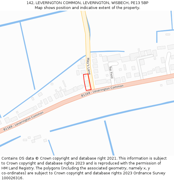 142, LEVERINGTON COMMON, LEVERINGTON, WISBECH, PE13 5BP: Location map and indicative extent of plot