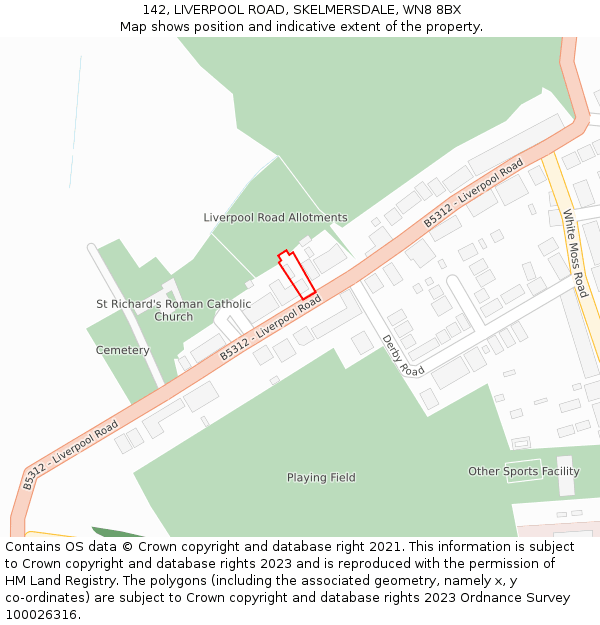 142, LIVERPOOL ROAD, SKELMERSDALE, WN8 8BX: Location map and indicative extent of plot